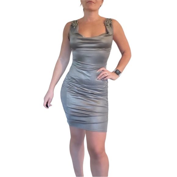 Jovani Midi Dress Gray - Picture 1 of 6